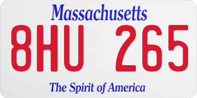 MA license plate 8HU265