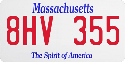 MA license plate 8HV355