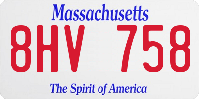 MA license plate 8HV758