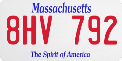 MA license plate 8HV792
