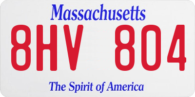 MA license plate 8HV804