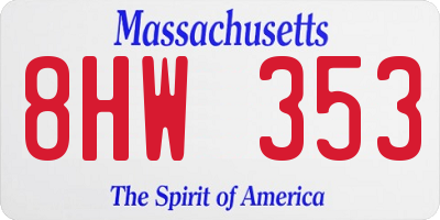 MA license plate 8HW353