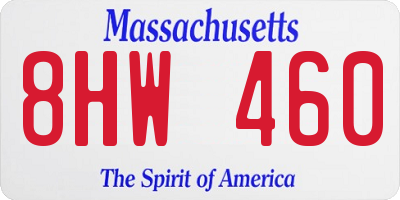 MA license plate 8HW460