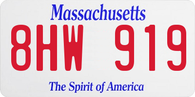 MA license plate 8HW919