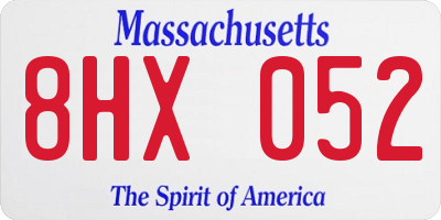 MA license plate 8HX052