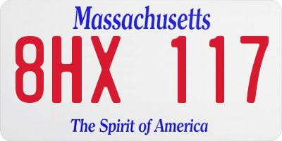 MA license plate 8HX117