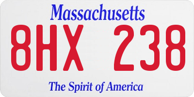 MA license plate 8HX238