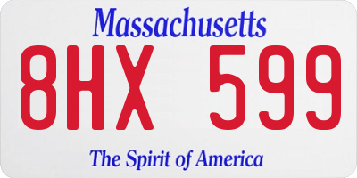 MA license plate 8HX599