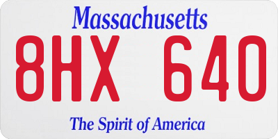 MA license plate 8HX640