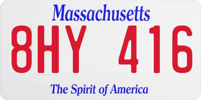 MA license plate 8HY416