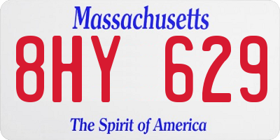 MA license plate 8HY629