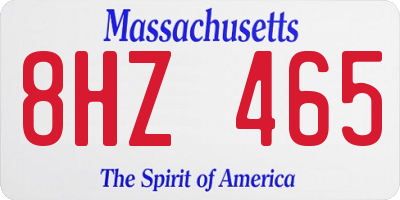 MA license plate 8HZ465