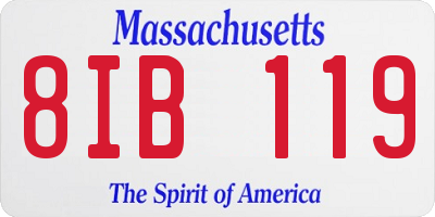 MA license plate 8IB119