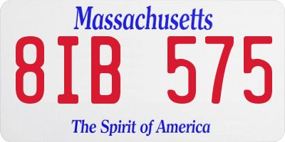 MA license plate 8IB575