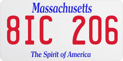 MA license plate 8IC206