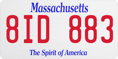 MA license plate 8ID883