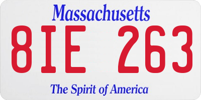 MA license plate 8IE263