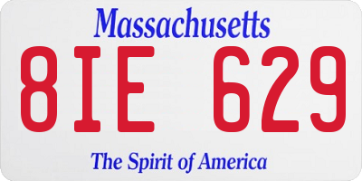 MA license plate 8IE629