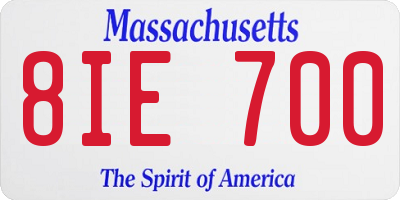 MA license plate 8IE700