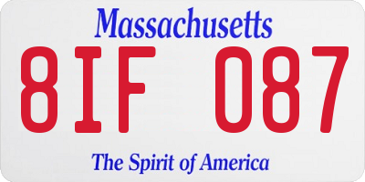 MA license plate 8IF087