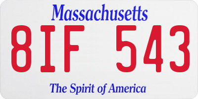 MA license plate 8IF543