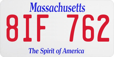 MA license plate 8IF762