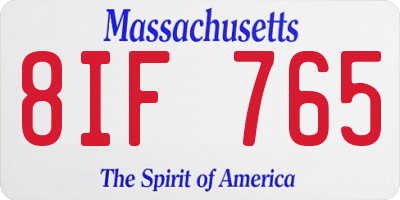 MA license plate 8IF765