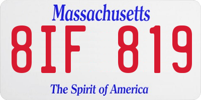 MA license plate 8IF819