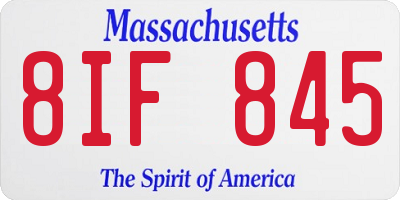 MA license plate 8IF845