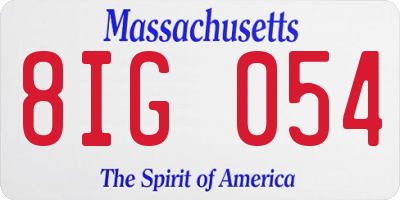 MA license plate 8IG054