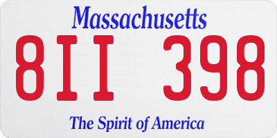 MA license plate 8II398