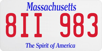 MA license plate 8II983