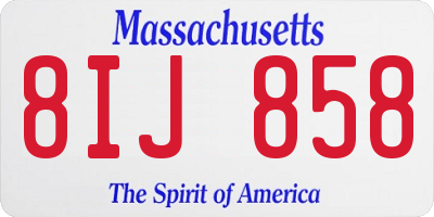 MA license plate 8IJ858