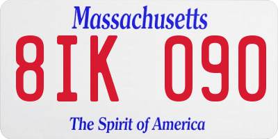 MA license plate 8IK090