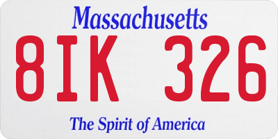 MA license plate 8IK326
