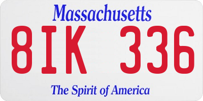 MA license plate 8IK336