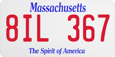 MA license plate 8IL367