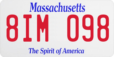MA license plate 8IM098