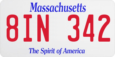 MA license plate 8IN342