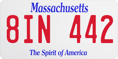 MA license plate 8IN442