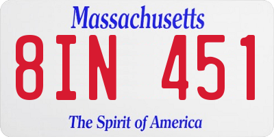 MA license plate 8IN451