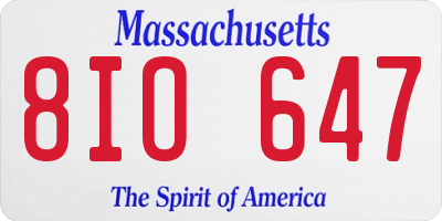 MA license plate 8IO647