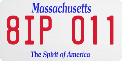 MA license plate 8IP011