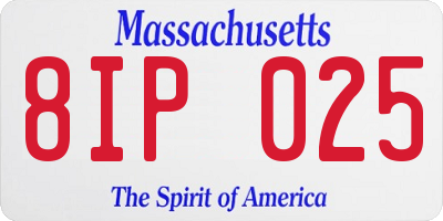 MA license plate 8IP025
