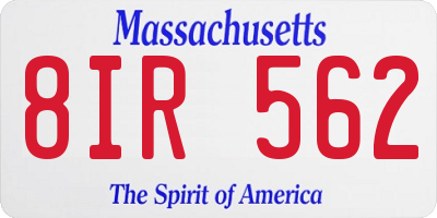 MA license plate 8IR562