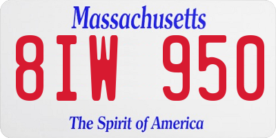 MA license plate 8IW950