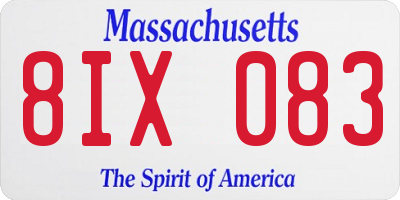 MA license plate 8IX083