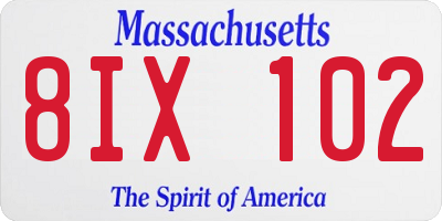 MA license plate 8IX102