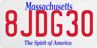 MA license plate 8JDG30