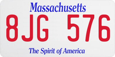 MA license plate 8JG576